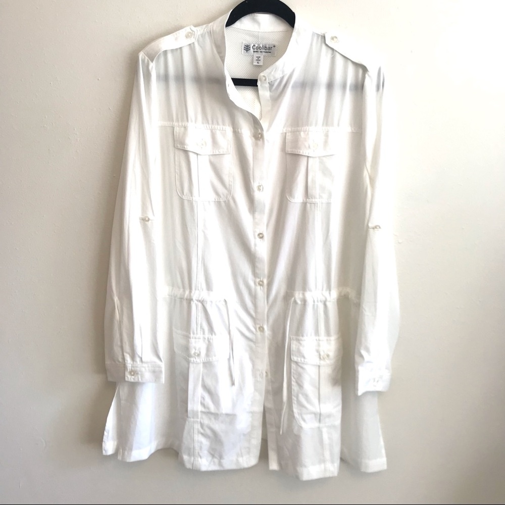 Coolibar Swim Coverup Shirt Tunic UPF White XL